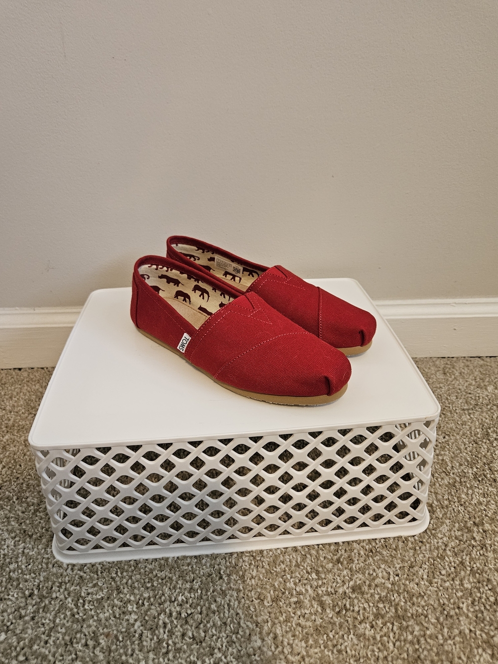Toms Red Canvas Slip-On Flats
